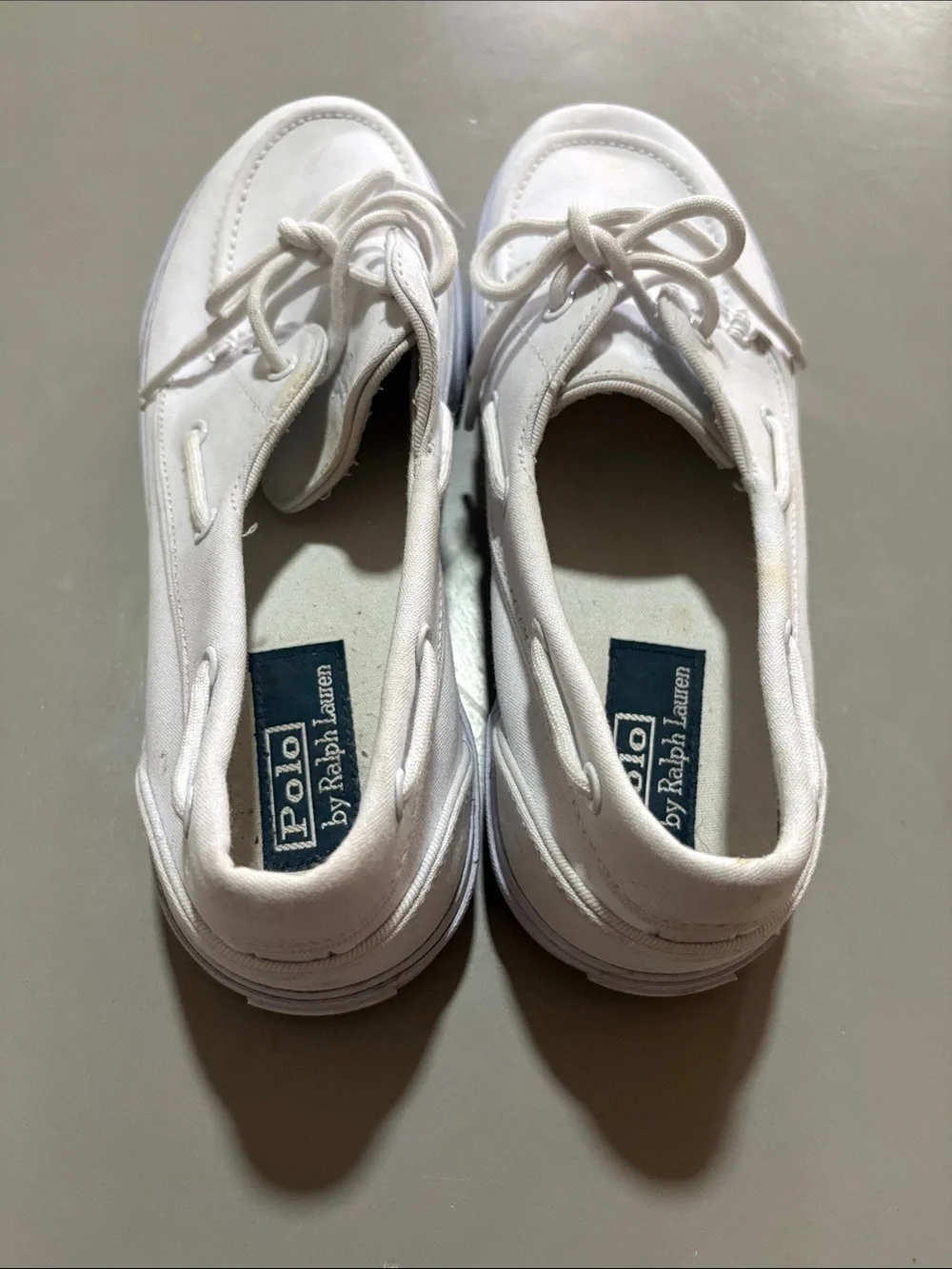 Polo by Ralph Lauren Men’s White Canvas Boat Shoes